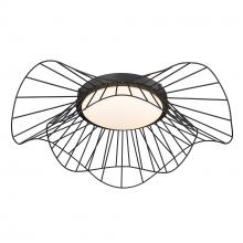  9136-FM24 NB-OP - Elena Flush Mount - 24" in Natural Black with Opal Glass Shade